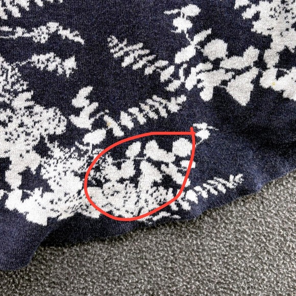 Belldini Womens XL Navy Blue White Floral Fern Open Front Cardigan Sweater - Picture 8 of 8